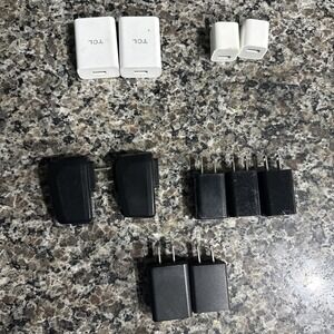 Lot of 10 Assorted USB Power Adapters / AC Wall‎ Chargers / Used mixed chargers